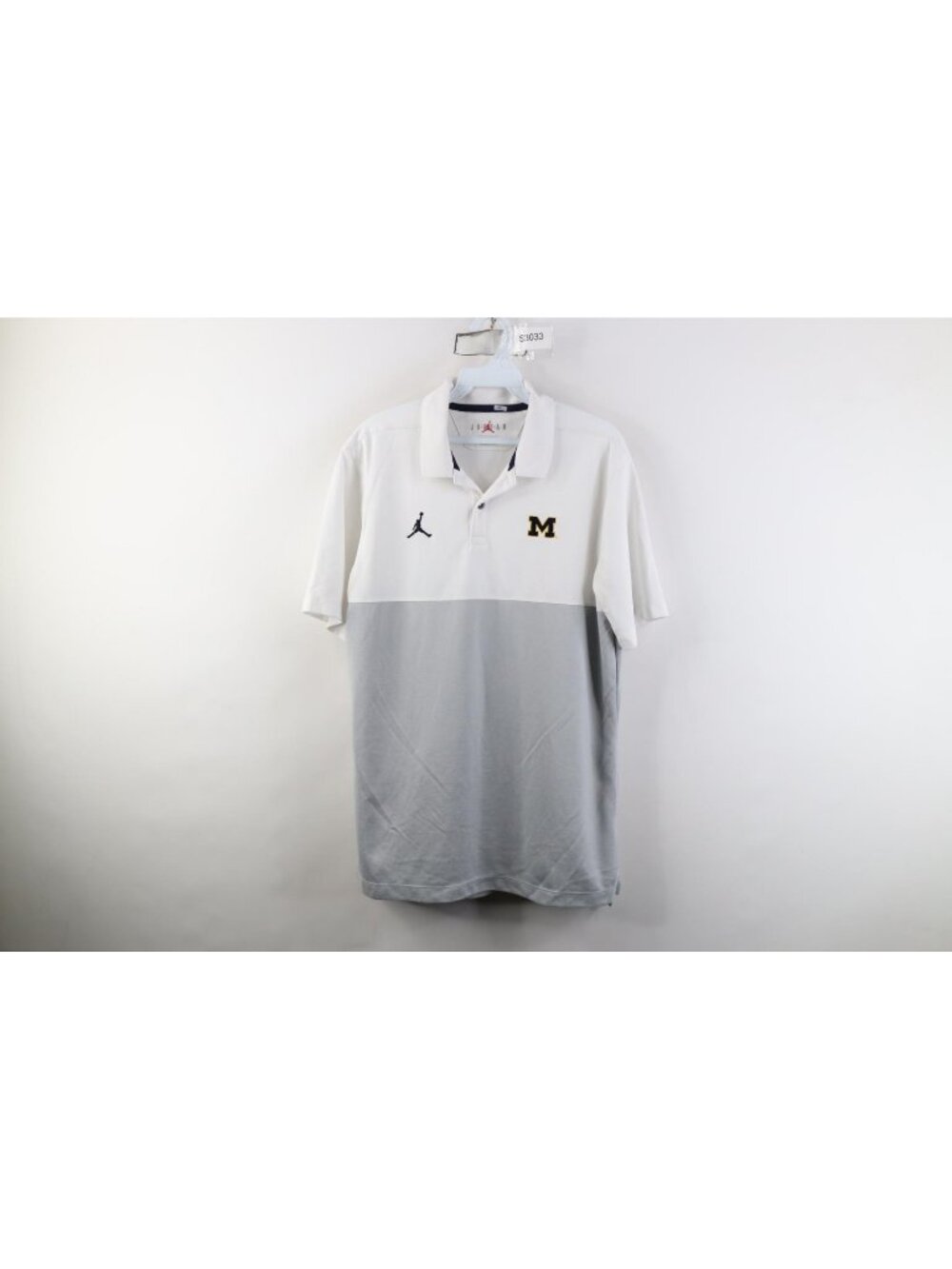 Nike Air Jordan Mens Medium Jumpman Football Collared Golf Polo Shirt White Gray